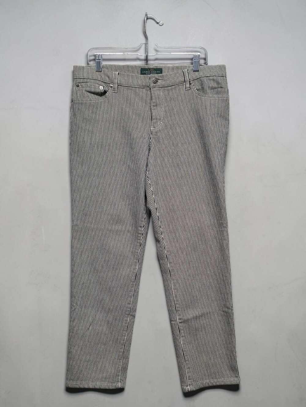 Lauren Ralph Lauren Size 14 Black White Stripe Straight Jeans